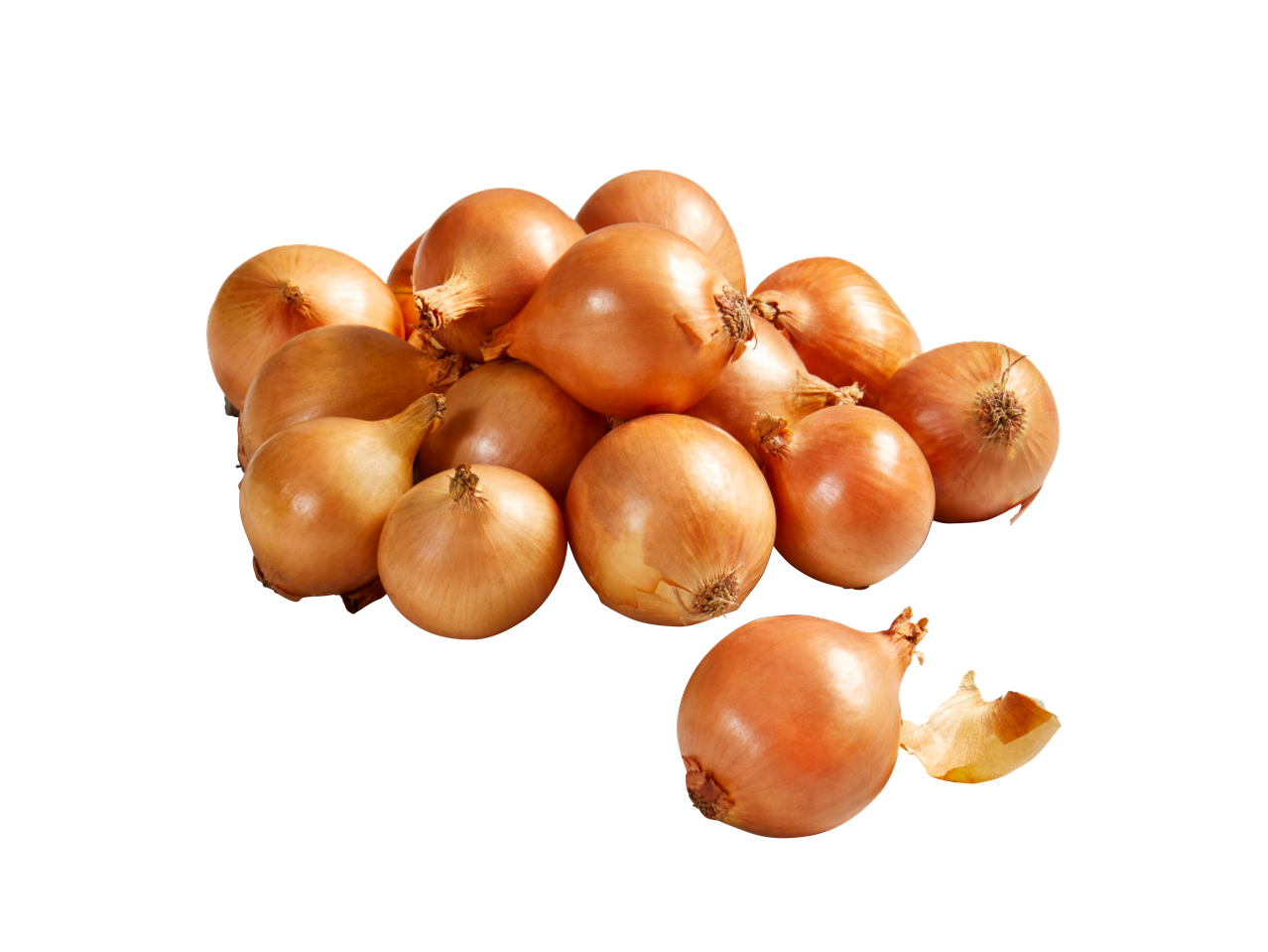 Hrpa žutog luka na crnoj pozadini, s jednim lukom i ljuskom u prvom planu.