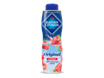 Fles aardbeiensiroop met opschrift 'Original Aardbei 100% natuurlijke smaak'.