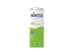 Pacote de leite Mimosa meio-gordo, 1L, com texto 'Leite é bom' e '50 anos'.