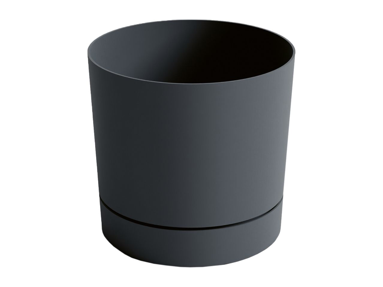 A dark gray planter.