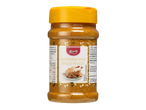 Épices pour poulet Kania dans un pot transparent avec un couvercle jaune, montrant un poulet rôti sur l'étiquette.