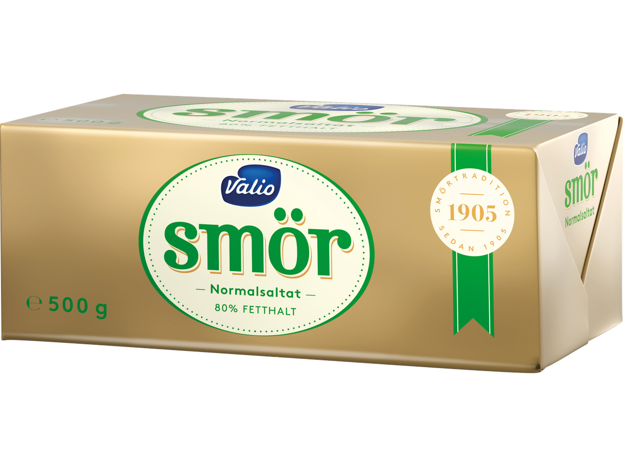 Valio smör, 500g normalsaltat smör med 80% fetthalt.