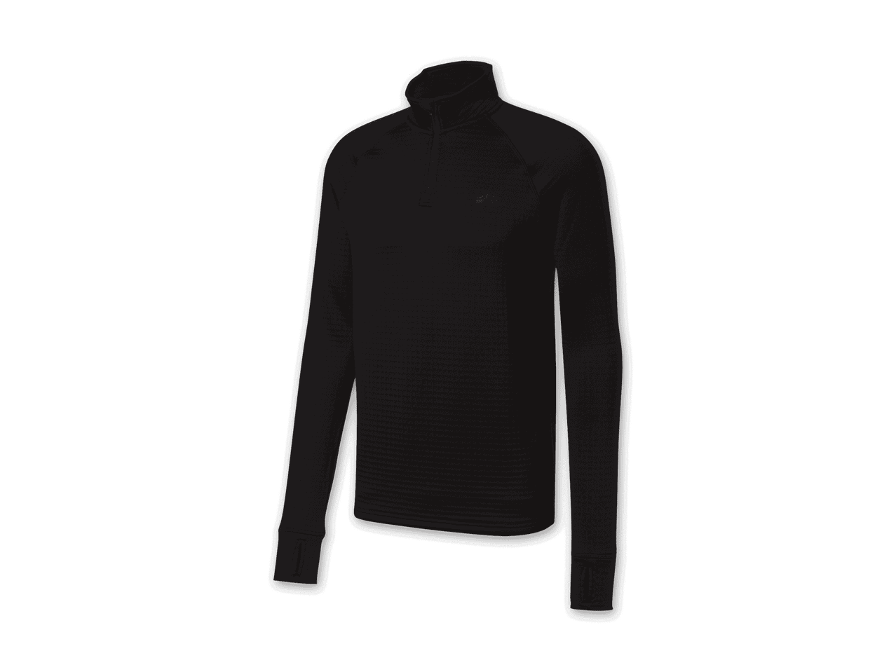 Schwarzes Langarmshirt mit Reißverschluss und Daumenlöchern