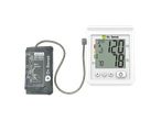 Medidor de pressão arterial de braço DR. SENST com braçadeira e ecrã digital a mostrar 120/70 mmHg.