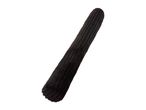 A black corduroy bolster pillow on a white background.