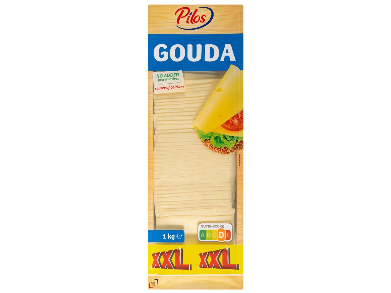 Pilos Gouda sajt szeletek, 1 kg-os XXL kiszerelésben.