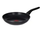 Black frying pan with a red heat indicator in the center