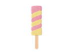 Gelatelli Sladoled na palčki premium: gelado em espiral rosa e amarelo no palito.
