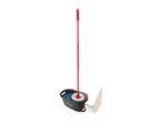 Spin mop and bucket set with a foot pedal for wringing, in use.