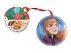 Candy Planet Christmas tag with chocolate chip cookie and Disney Frozen Anna ornament.