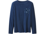 Esmara ladies' navy fleece pyjama top with a star-patterned pocket.