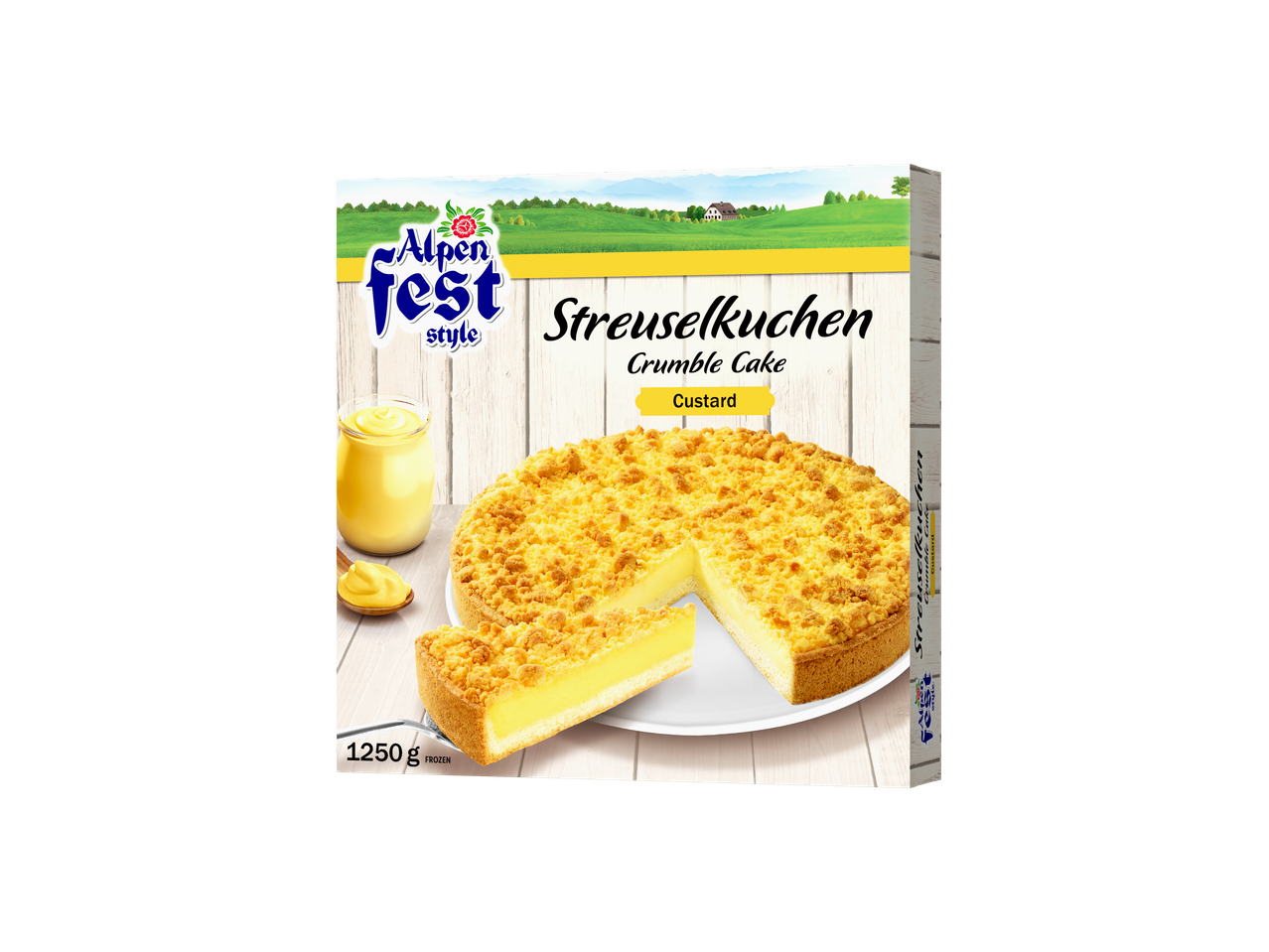 Alpenfest Streuselkuchen Crumble Cake with Custard, 1250g, frozen