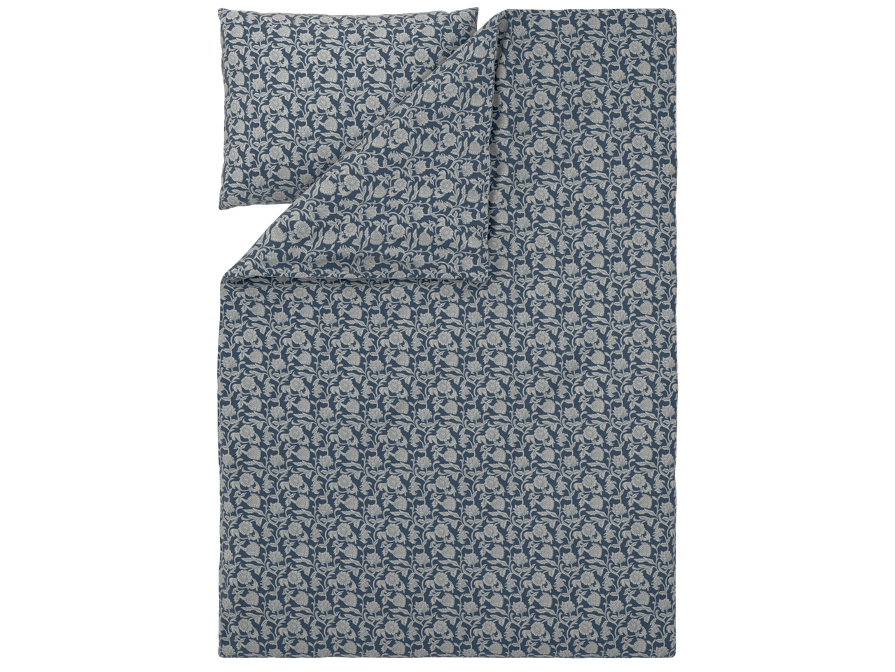 LIVARNO home Renforcé Duvet Cover Set with blue and white floral pattern.