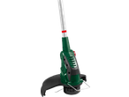 Trimmer electric verde și negru cu mâner argintiu și detalii roșii.