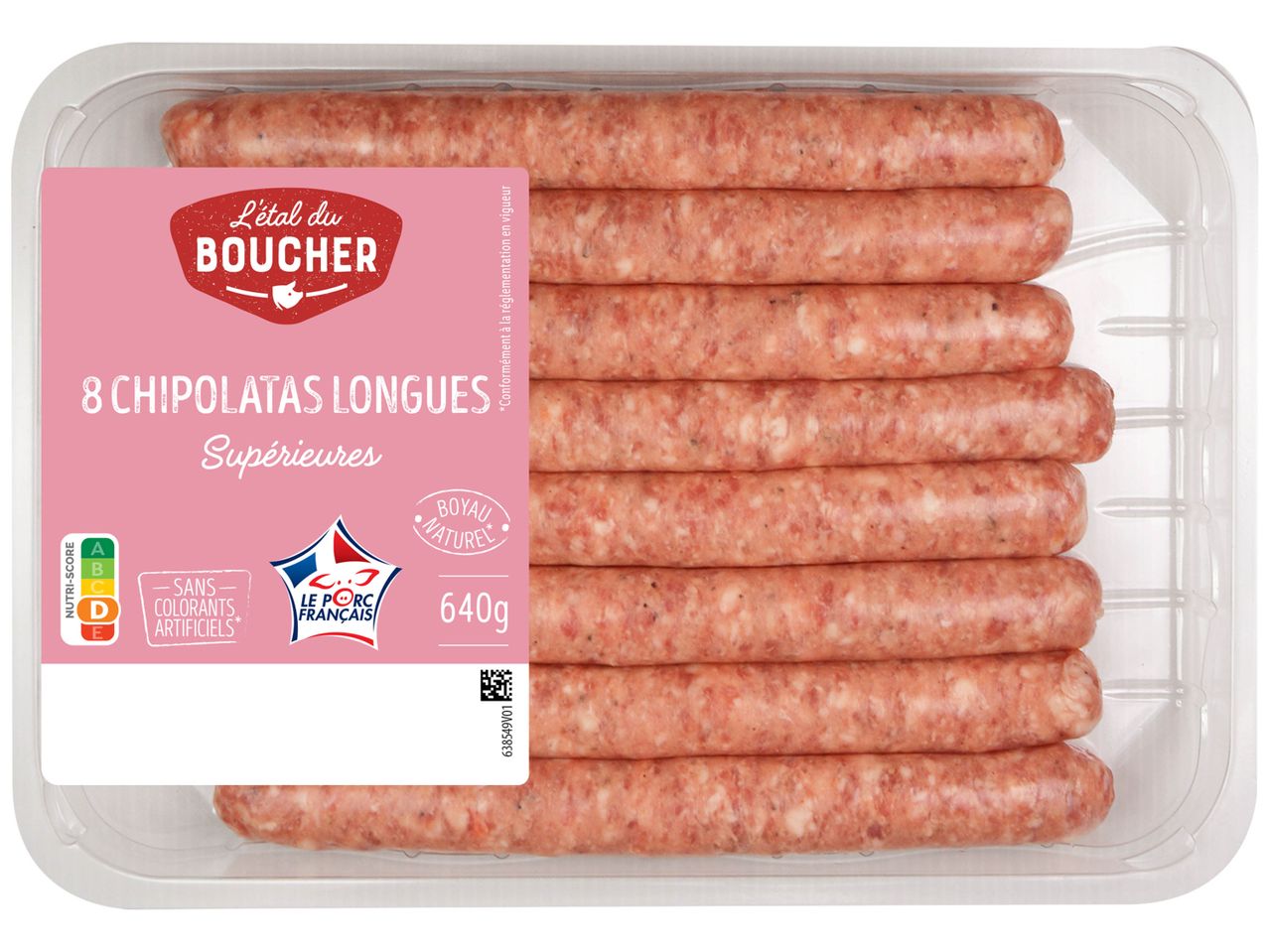 Barquette de 8 chipolatas longues de la marque L'étal du Boucher.