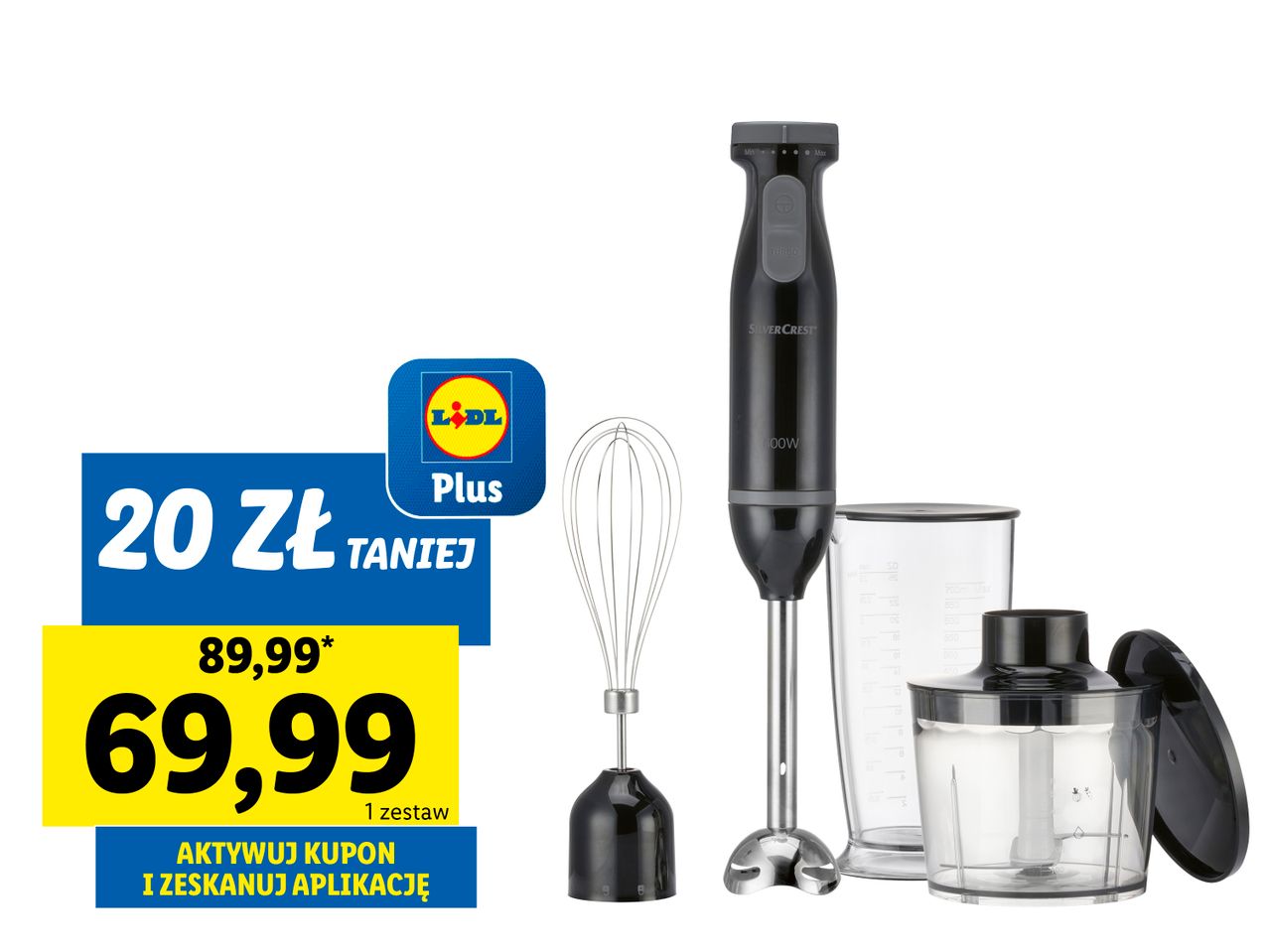 SILVERCREST® KITCHEN TOOLS Blender ręczny 600 W z zestawem akcesoriów