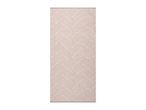 Beige and white geometric pattern runner rug