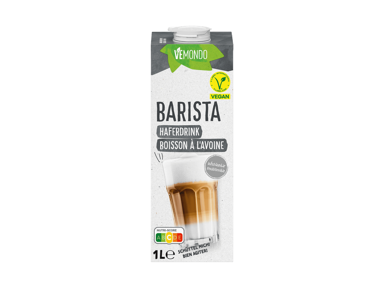 Boisson végétale à l'avoine pour barista, végétalienne, avec Nutri-Score A.