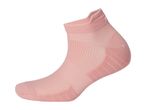 A single pink ankle sock with textured patterns, shown on a white background.