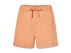 Kurze, orangefarbene Jogginghose mit Kordelzug.