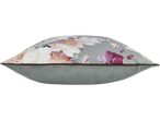 Pernă gri cu model floral și margine maro