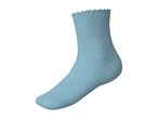 Light blue ribbed sock with a ruffled cuff