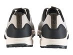 Rear view of a pair of grey and black men's hiking shoes