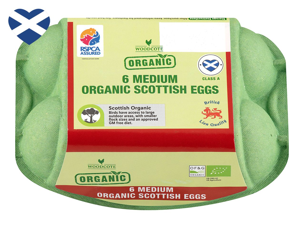 6 medium Woodcote organic Scottish eggs.