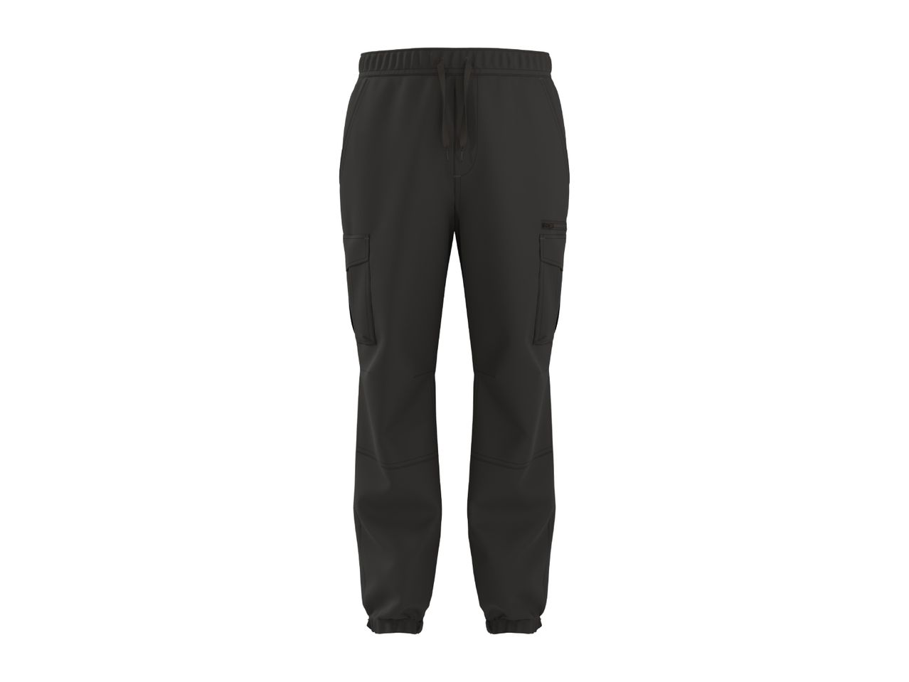 Dark grey cargo joggers with an elasticated waist and drawstring.