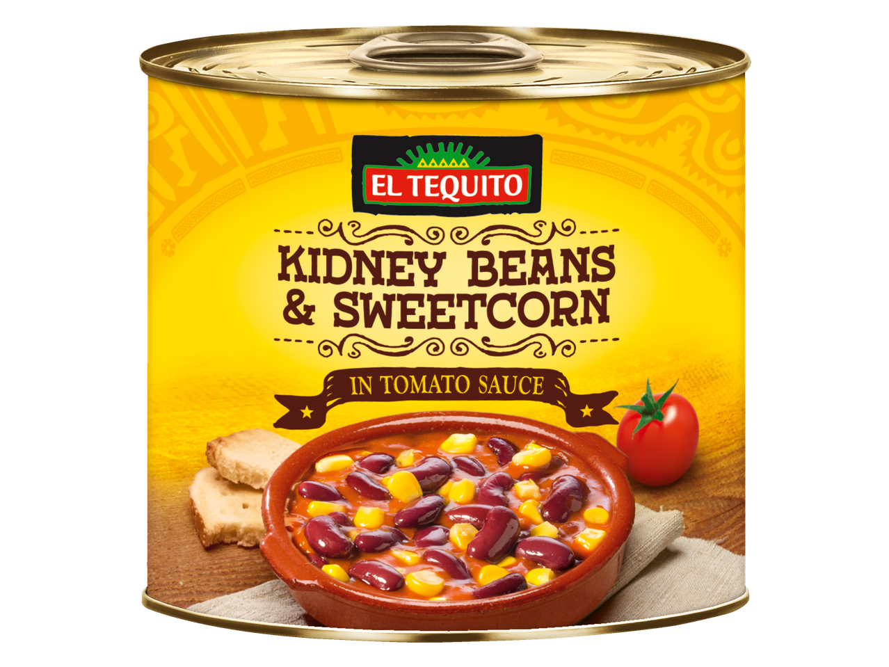 El Tequito kidneybonen en zoete maïs in tomatensaus.