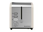 A silver and white Oster two-slice toaster with adjustable browning control.