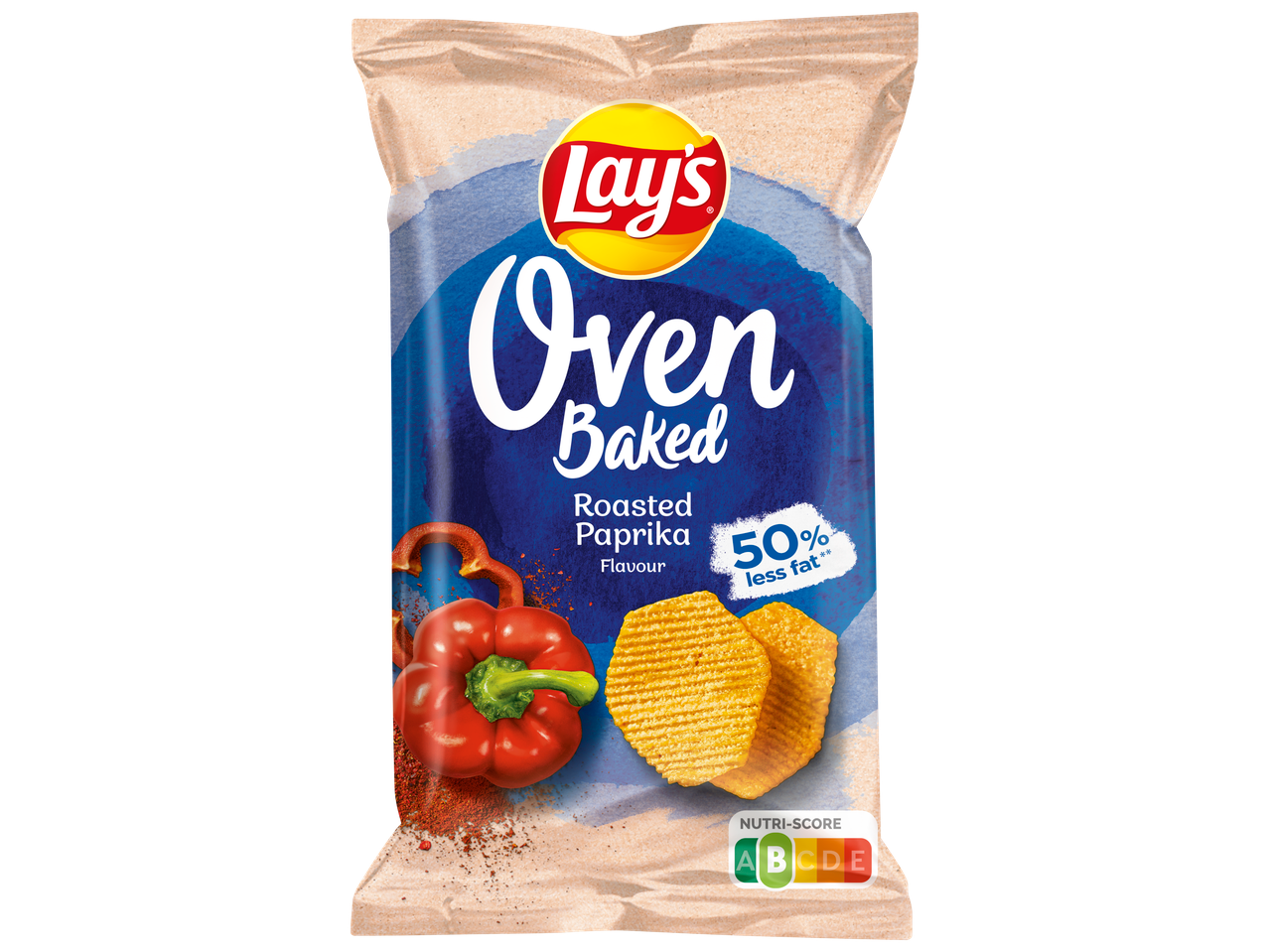 Lay's Oven Baked chips, geroosterde paprika smaak, 50% minder vet.