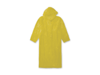Gelber Regenponcho mit Kapuze.