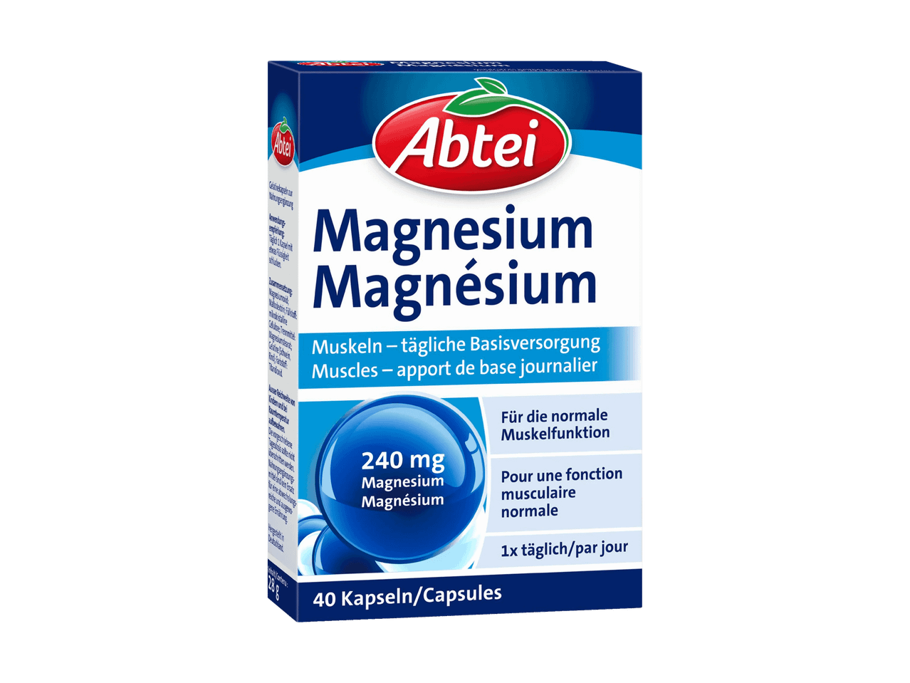 Abtei Magnesium Packung zur täglichen Muskelversorgung.