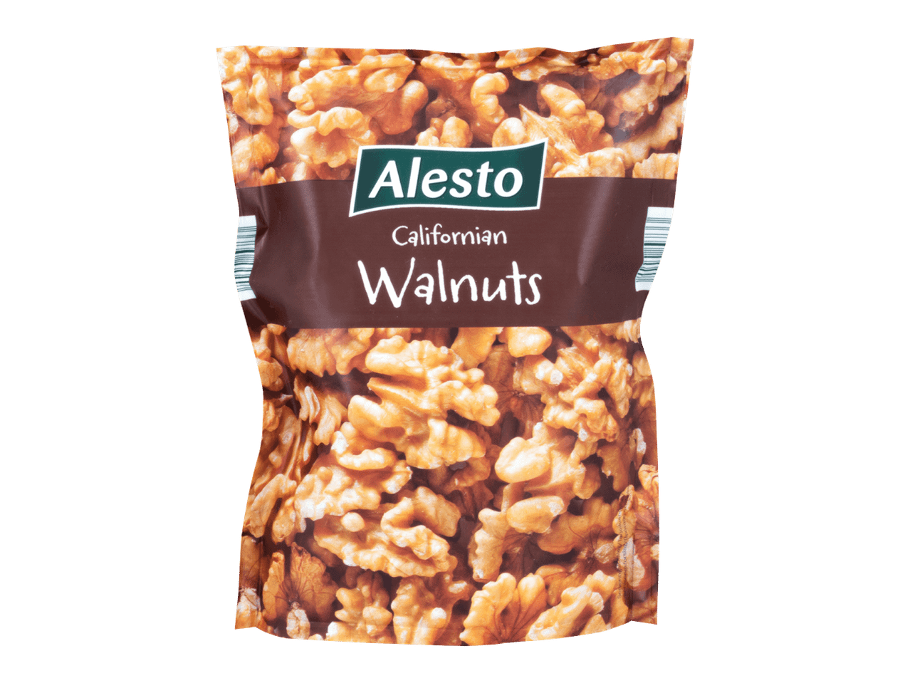 Pussi saksanpähkinöitä, jossa lukee 'Californian Walnuts'.