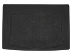 Black rubber car boot mat with a geometric pattern and raised edges.