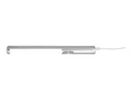 A silver LED motion sensor light with a white cord.