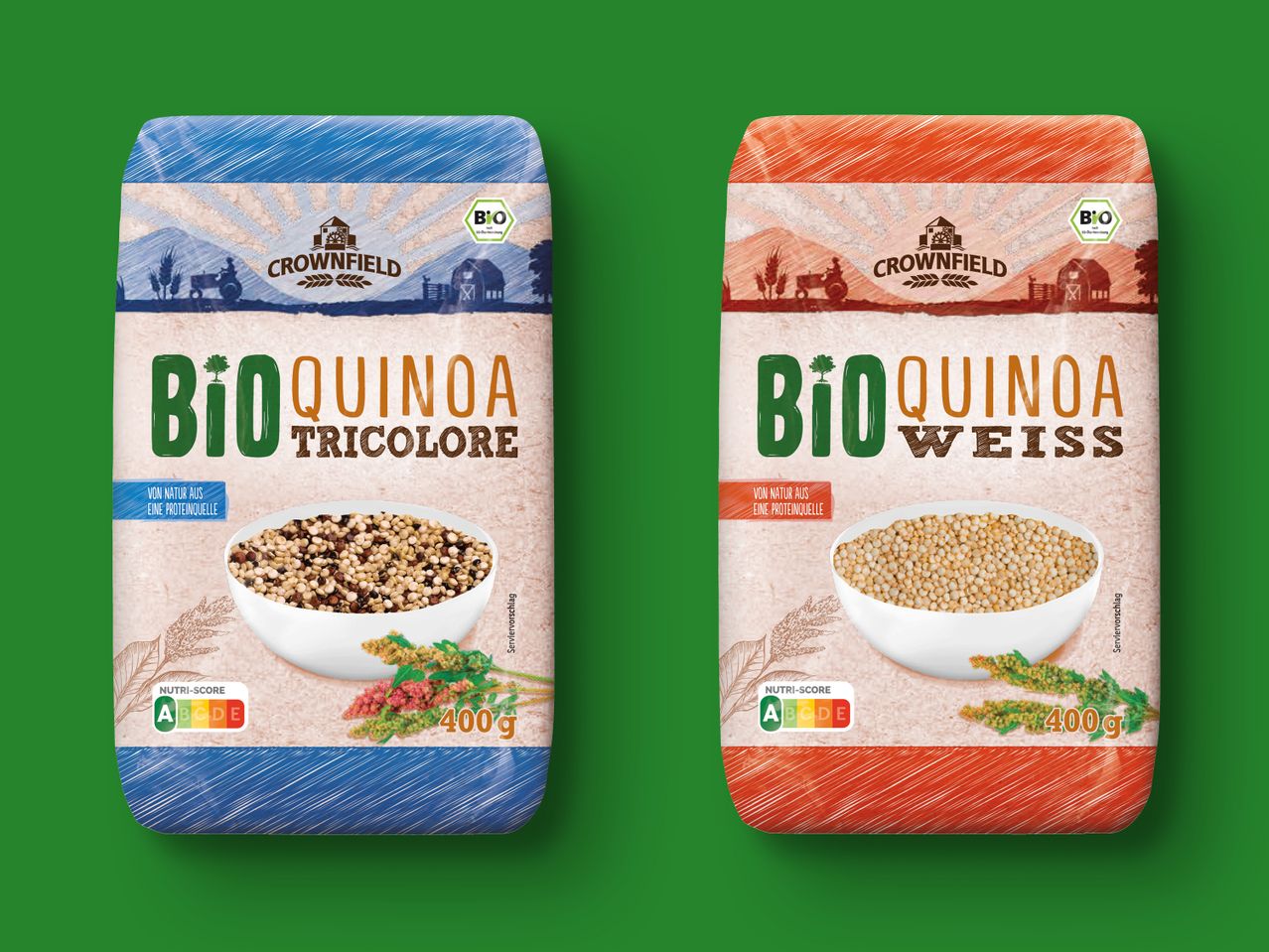 Crownfield Bio Quinoa: Dreifarbige und weiße Quinoa, 400g.