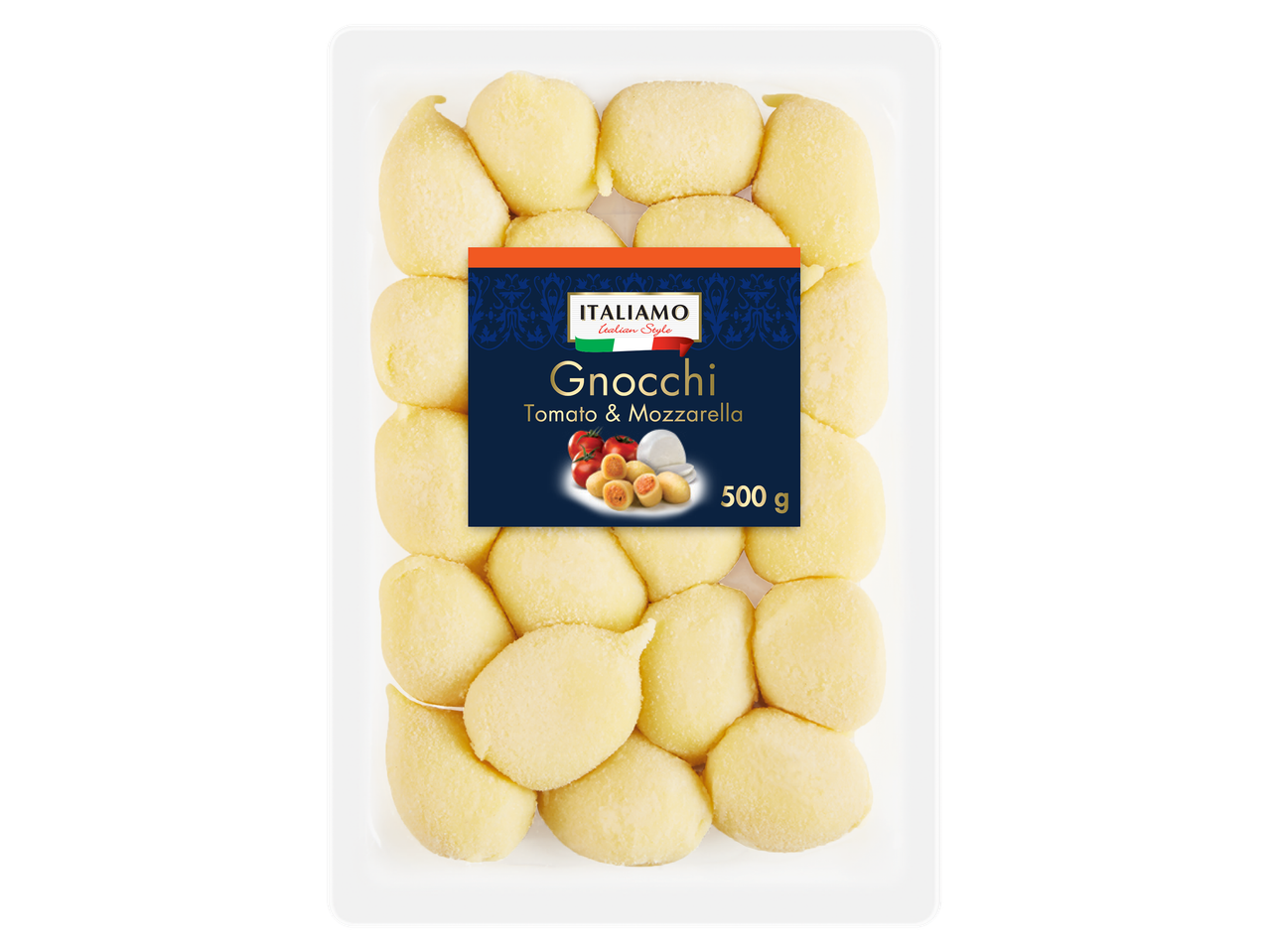 Paradicsomos és mozzarellás gnocchi 500 g-os kiszerelésben.