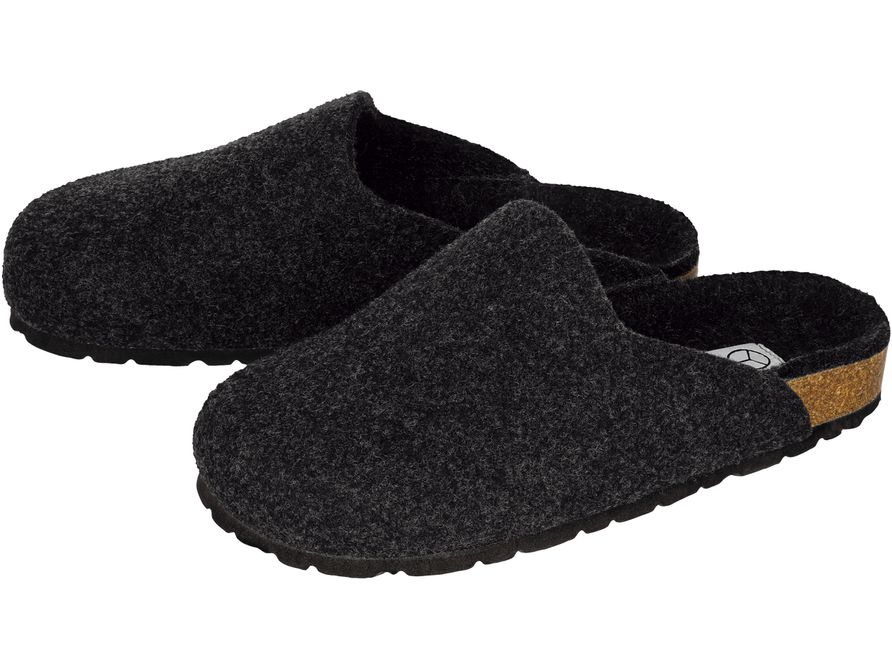 Juodos veltinio šlepetės su kamštiniu padu