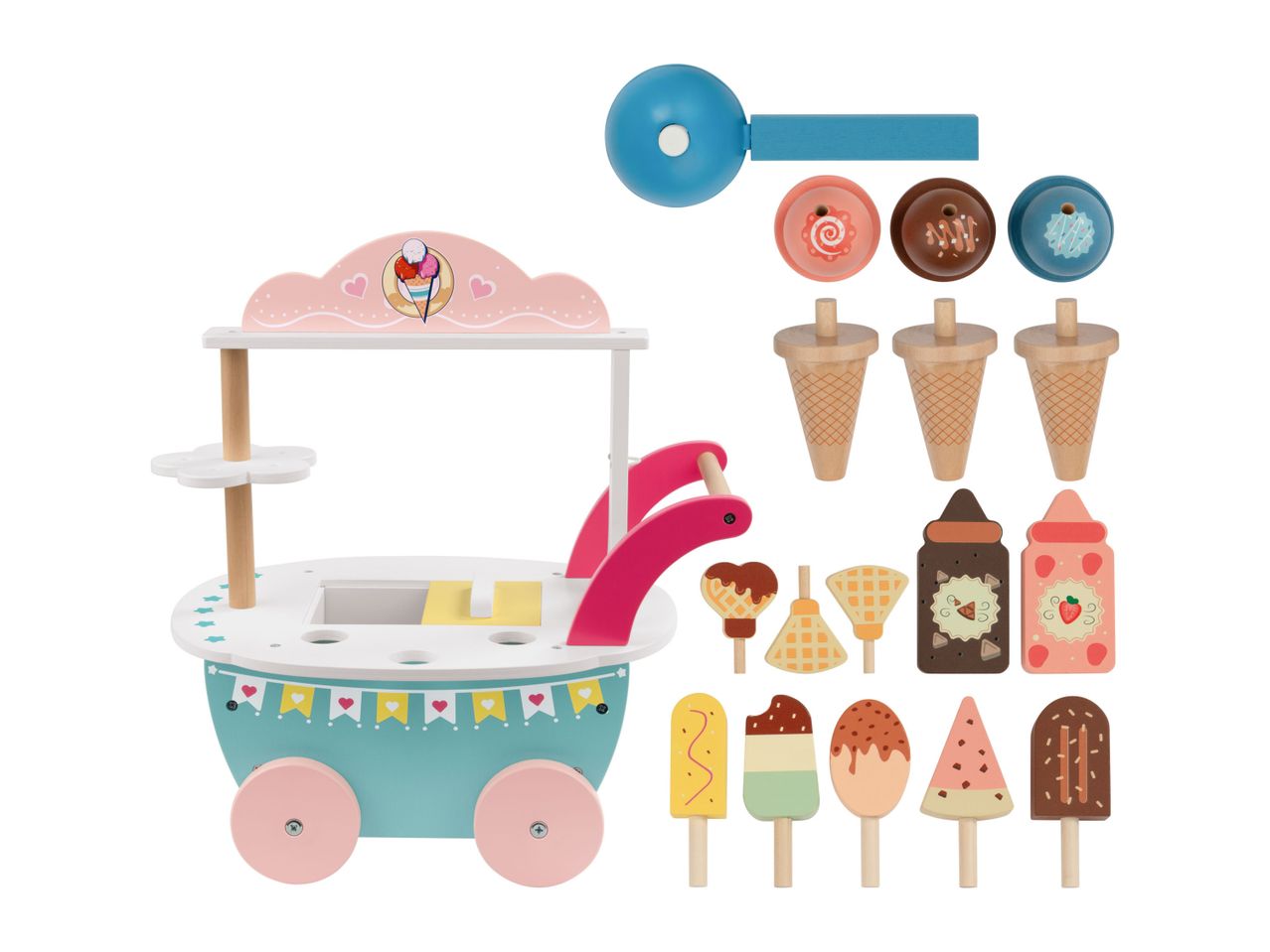 Go to full screen view: Playtive Ice Cream Cart - 18 Piece set - Image 3