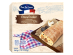 Embalagem de Duc De Coeur Pizza Pocket com recheio de cogumelos e trufas.
