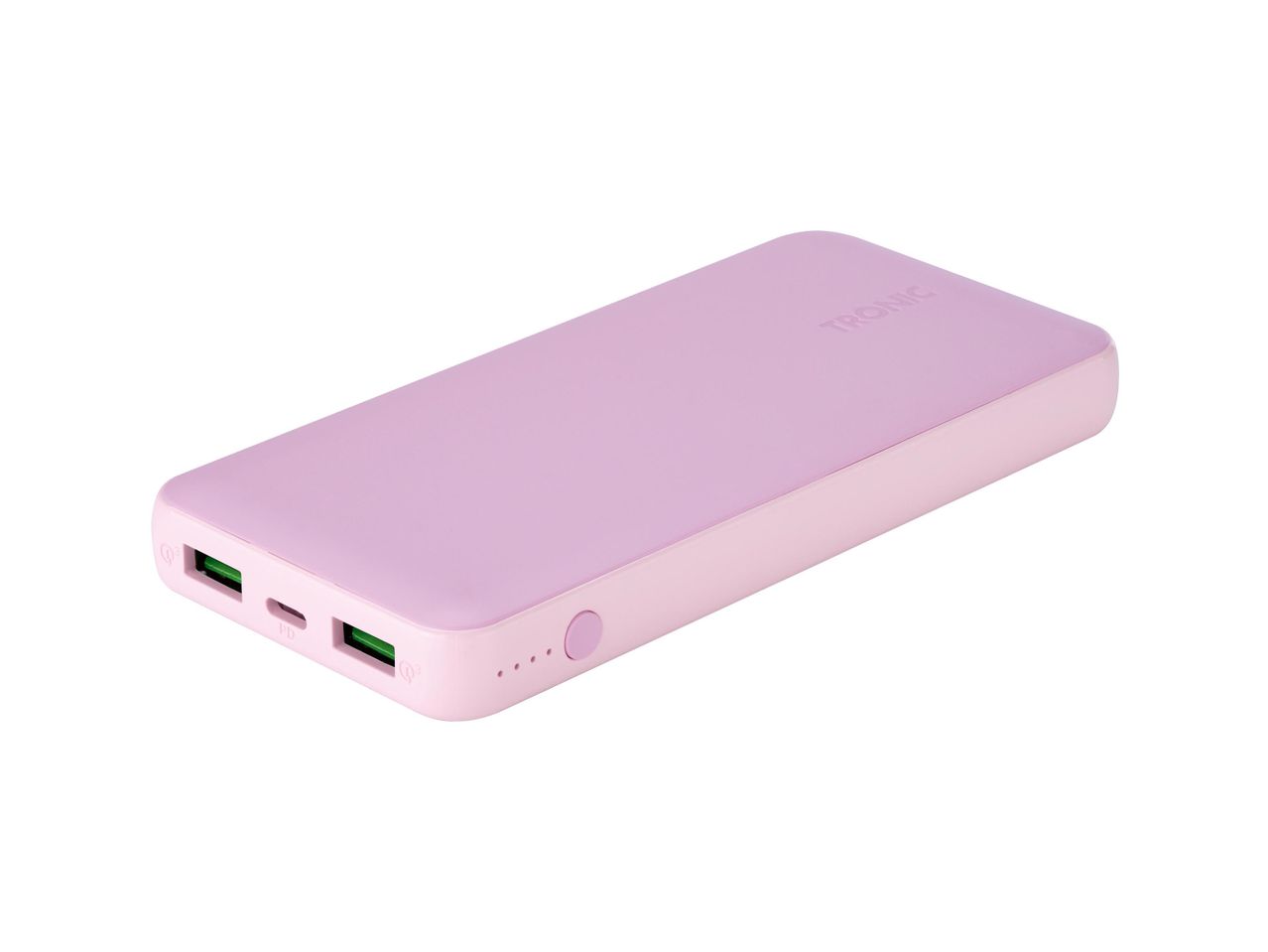 Rózsaszín TRONIC power bank, több USB porttal.