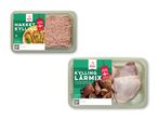 To pakker kylling: hakket kylling og kyllingelårmix, begge med dansk flag og opskriftsforslag.