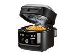 Multi-functional air fryer and cooker with open lid showing hot french fries inside