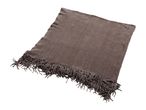 Brown knitted throw blanket with decorative fringe
