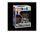 Football player collectible figure in a box, featuring a dark-skinned player in a white and blue uniform.
