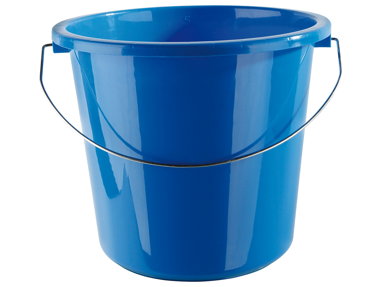 Seau en plastique bleu avec anse métallique
