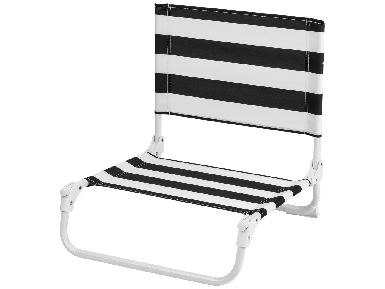 Chaise de plage pliable à rayures noires et blanches