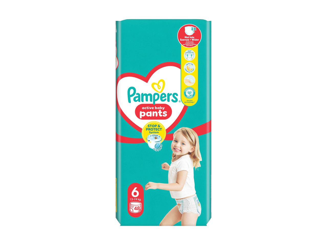Συσκευασία Pampers Active Baby Pants μεγέθους 6 για 13-19 κιλά, με 48 πάνες.